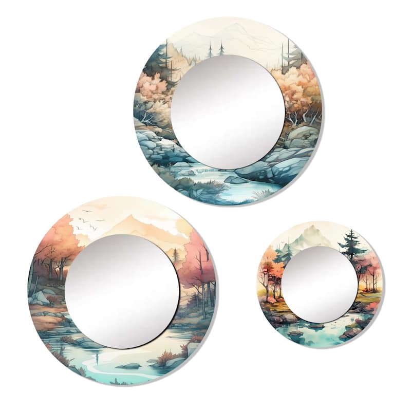 Designart "Gold And Black Marble Mirage III" Abstract Marble Mirror Set